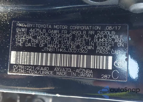 2018 Toyota Camry Le z USA, uszkodzony, nr VIN JTNB11HK6J3027362